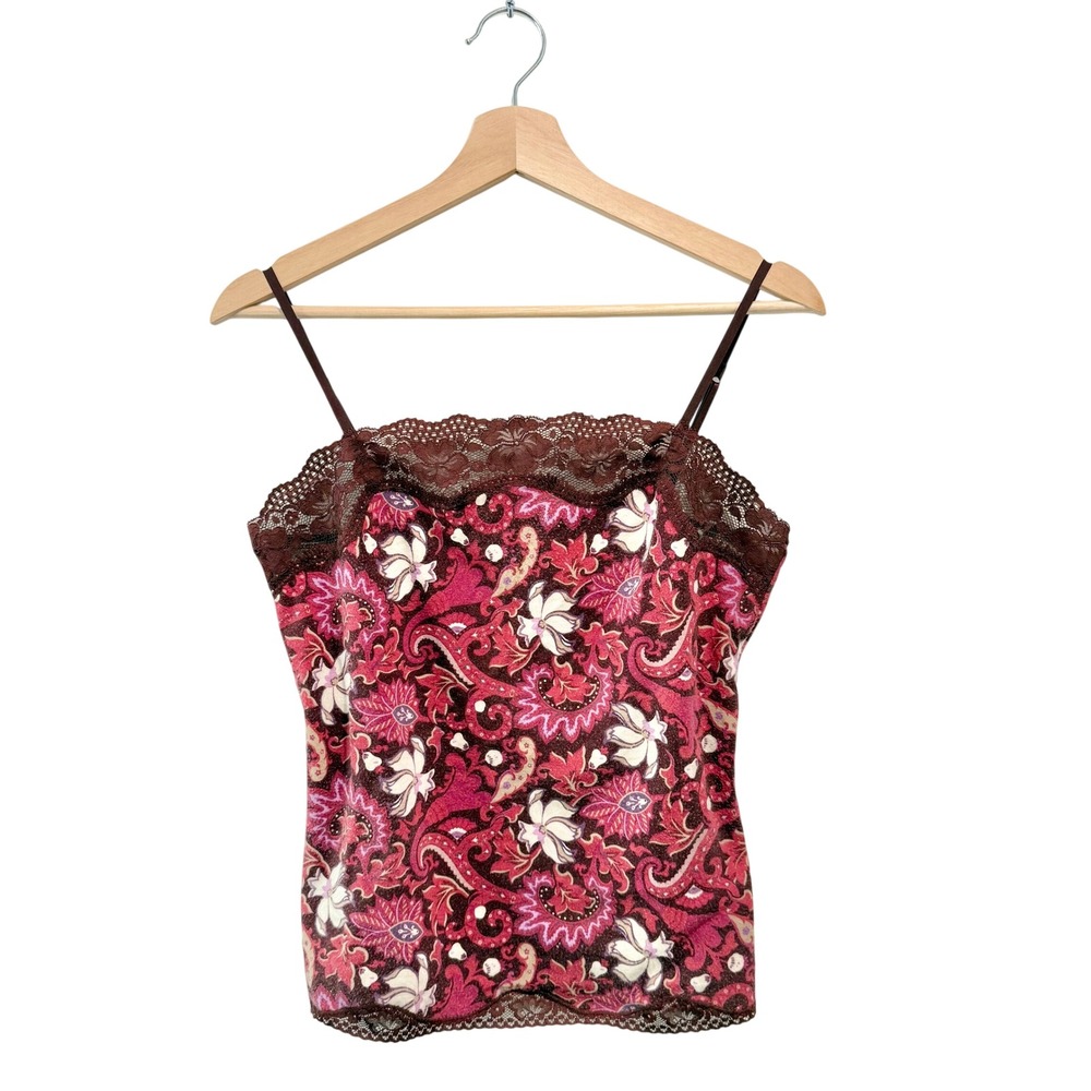 Vintage 2000's Ann Taylor LOFT Floral Lace Trim Cami Small
